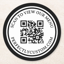 Textvymenyn Svart dubbla gräns i QR-eleganten Underlägg Papper Rund
