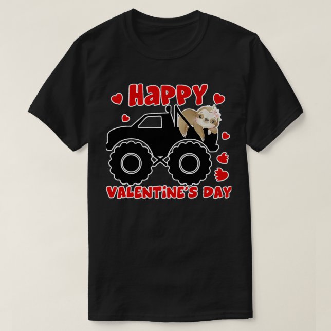 Tg Cute Lastbil Sloth Valentines day T Shirt (Design framsida)