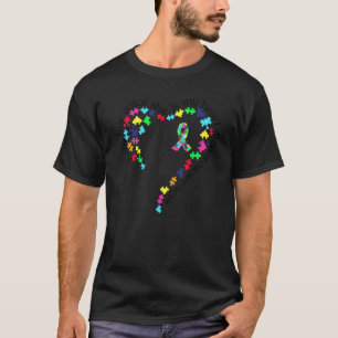 Tg Hjärtna Butterfly Band Puzzle Autism Medvetenhe T Shirt