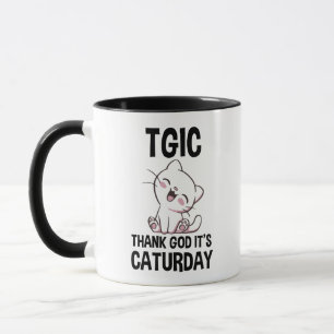 TGIC Tack Gud Det Är Kattlördag Mugg