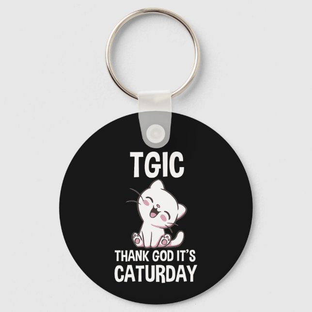 TGIC Tack Gud Det Är Kattlördag Nyckelring (Framsida)