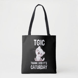 TGIC Tack Gud Det Är Katturdag Tygkasse
