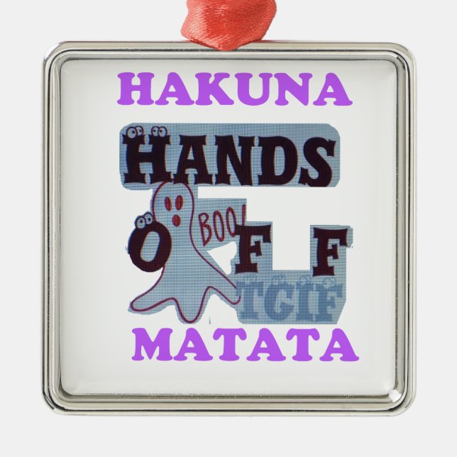 TGIF Hakuna Matata Händer av Boo Funny Ansikte Julgransprydnad Metall (Framsidan)