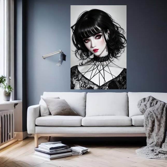 Tgotiska kvinnor, svart hår | AI Art Poster (Skapare uppladdad)