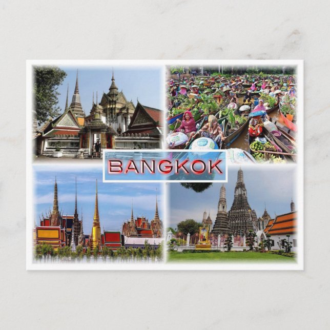 TH Bangkok - Wat Pho - Flytande Market - Gran Pala Vykort (Framsida)