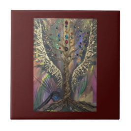 Th Divine Tree Of Life celestial wings and jewels  Kakelplatta