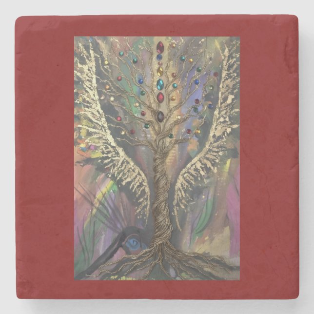 Th Divine Tree Of Life celestial wings and jewels  Stenunderlägg (Framsidan)