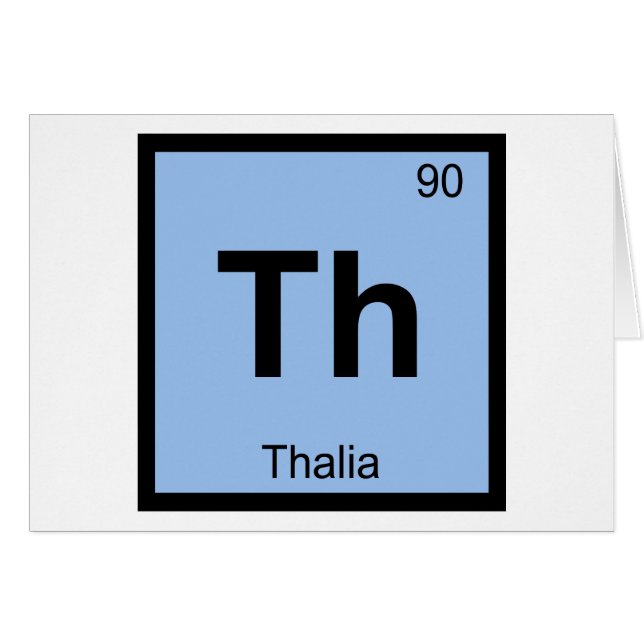 Th - Thalia Nådar Kemi Periodiska Systemets Symbol Hälsningskort (Framsidan Horizontal)