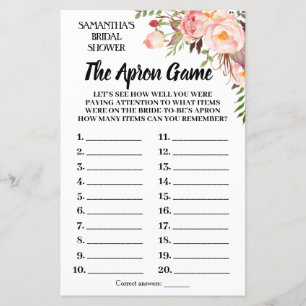 Tha Apron bröllopsduschtävling spel engelska spans