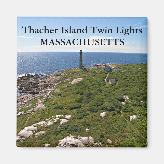 Thacher Island Twin Ljus, Massachusetts Magnet (Framsidan)