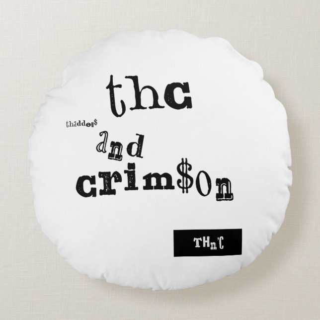 thaddeus & crimson rund kudde (Framsidan)
