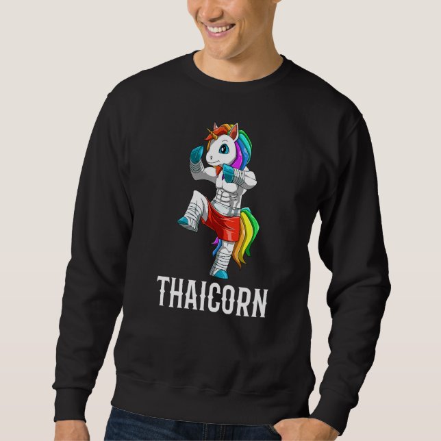 Thai Boxing and Kickboxing Unicorn Cute Muay Thai Lång Ärmad Tröja (Framsida)