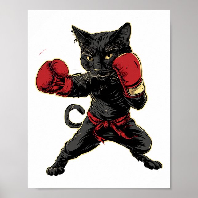 Thai Boxing Cat Funny Meau Thai Martial Arts Poster (Framsidan)
