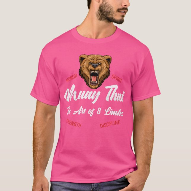 Thai Boxing Kickboxing Muay Thai Bear T Shirt (Framsida)