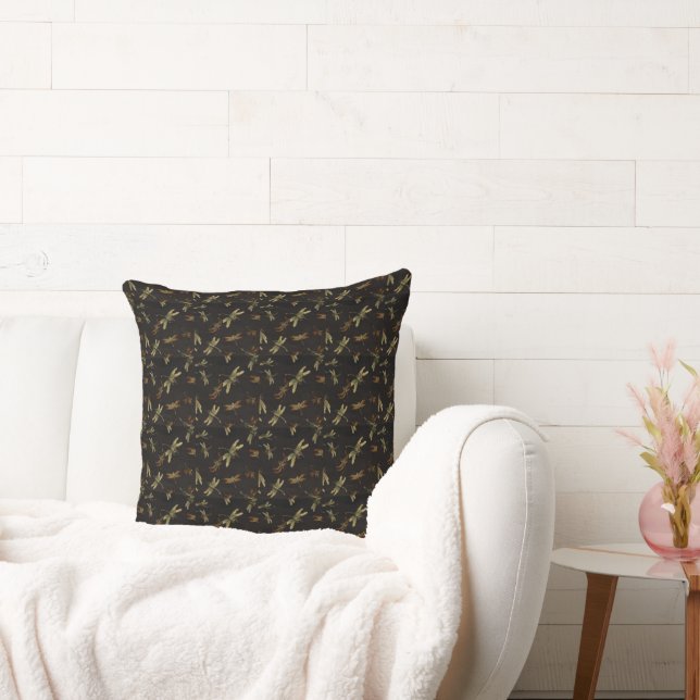 Thai Brocades Guld Dragonflies Dekorativ kudde (Soffa)