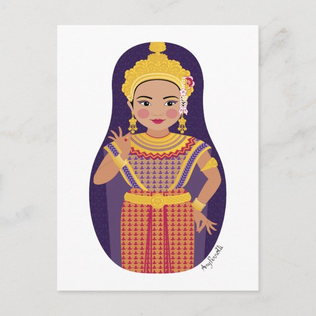 Thai Dancer Matryoshka Postcard Vykort (Framsida)