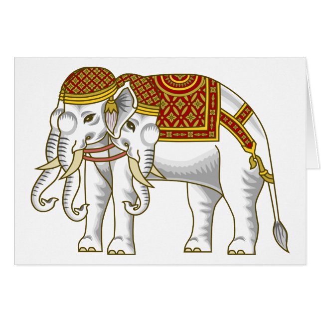 Thai Erawan White Elephant Card Hälsningskort (Framsidan Horizontal)