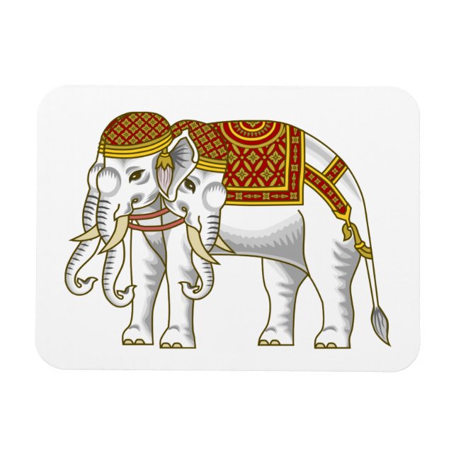 Thai Erawan White Elephant Magnet (Horisontell)