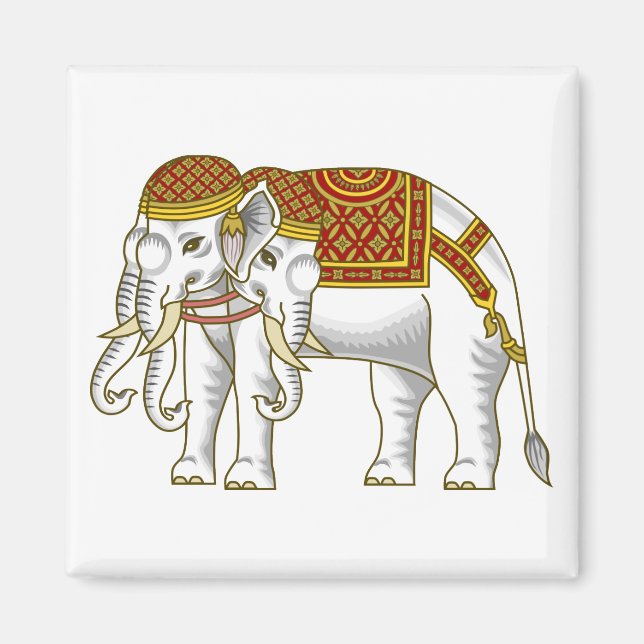 Thai Erawan White Elephant Magnet (Framsidan)