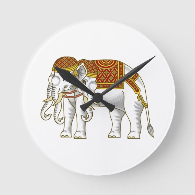 Thai Erawan White Elephant Rund Klocka (Framsida)