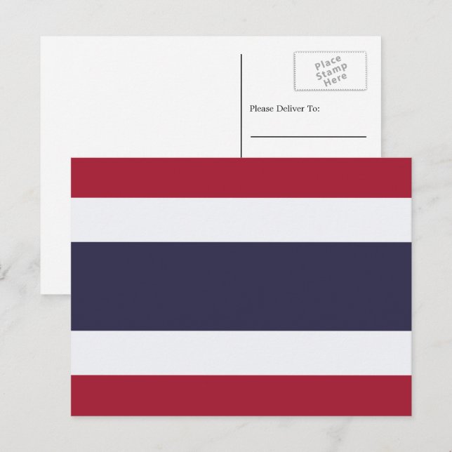 Thai Flagga, Flagga Thailand Vykort (Fram/baksida)