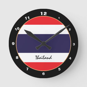 Thai Flagga, patriotiskt Thailand trendig hem/desi Rund Klocka