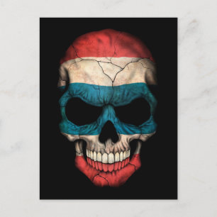 Thai Flagga Skull på svart Vykort