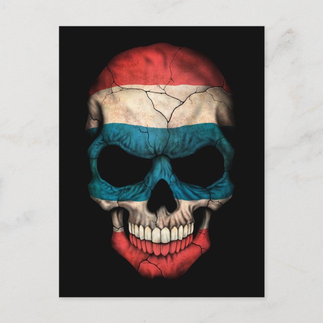 Thai Flagga Skull på svart Vykort (Framsida)