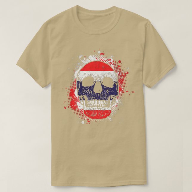 Thai Flagga Skull T Shirt (Design framsida)