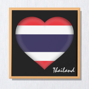 Thai flagga & Thai Heart, helgdag Thailand/sport Magnet