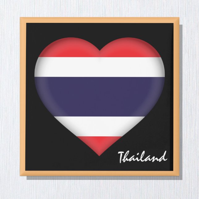 Thai flagga & Thai Heart, helgdag Thailand/sport Magnet (Skapare uppladdad)