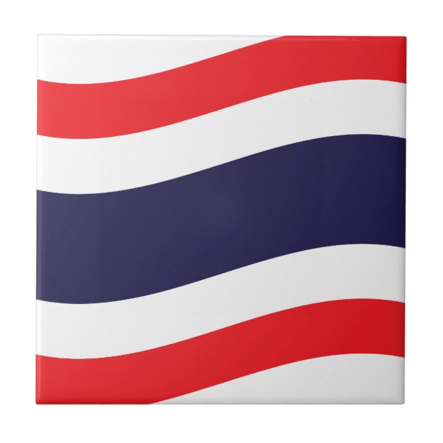 Thai Flagga Wave Kakelplatta (Framsidan)
