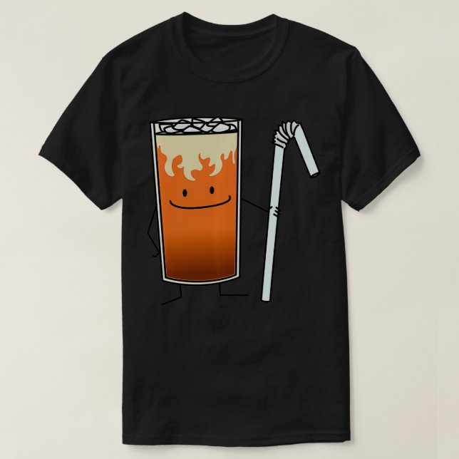 Thai Iced Tea Bendy Straw Lycklig Drink Thailand T Shirt (Design framsida)