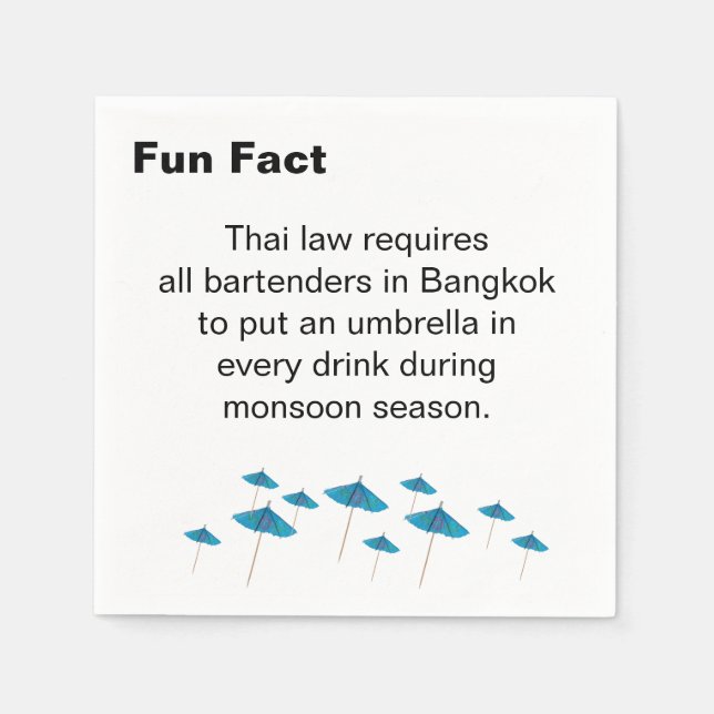 Thai Monsoon Paraply Roligt Fakta Cocktail Pappersservett (Framsidan)