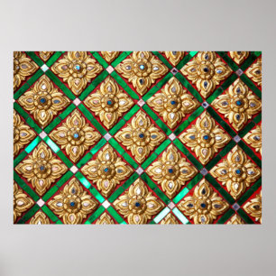 Thai mönster inuti väggen av Thai templethailand,  Poster