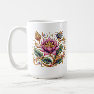 Thai Motif Flower Large Classic Ceramic Kaffemugg