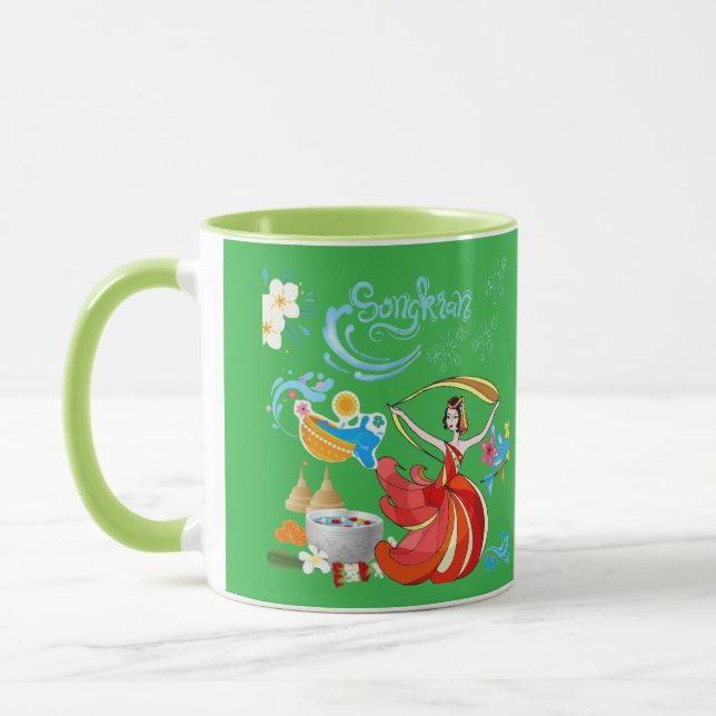 Thai nytt år strålglans Kelly grön Mugg (Vänster)