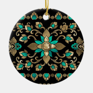 Thai Ornament - Guld och Teal