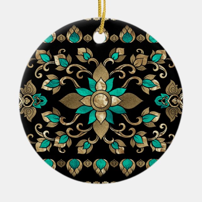 Thai Ornament - Guld och Teal (Framsidan)