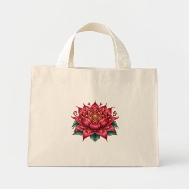 Thai Red Flower, Thai Art, Thai Design, Thai Stil Mini Tygkasse (Framsidan)