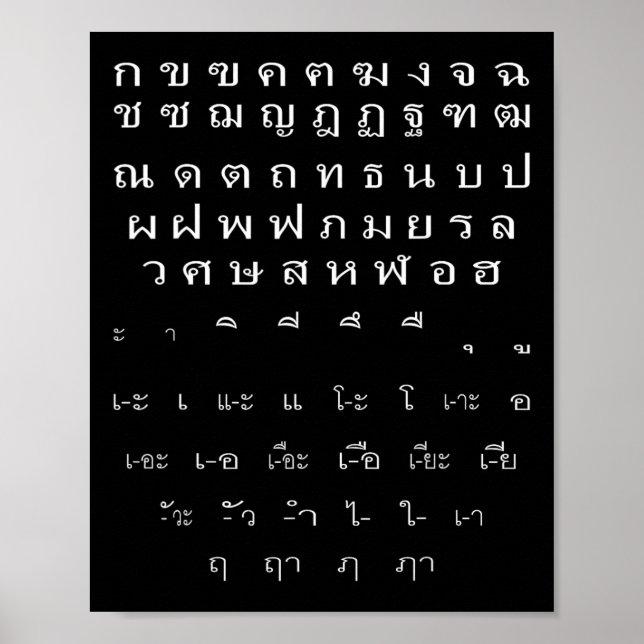 Thai Script Wall Alphabet Vowels Halloween Costume Poster (Framsidan)