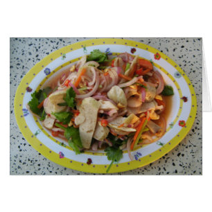 Thai Spicy Sause Salad ... Asian Street Food Hälsningskort