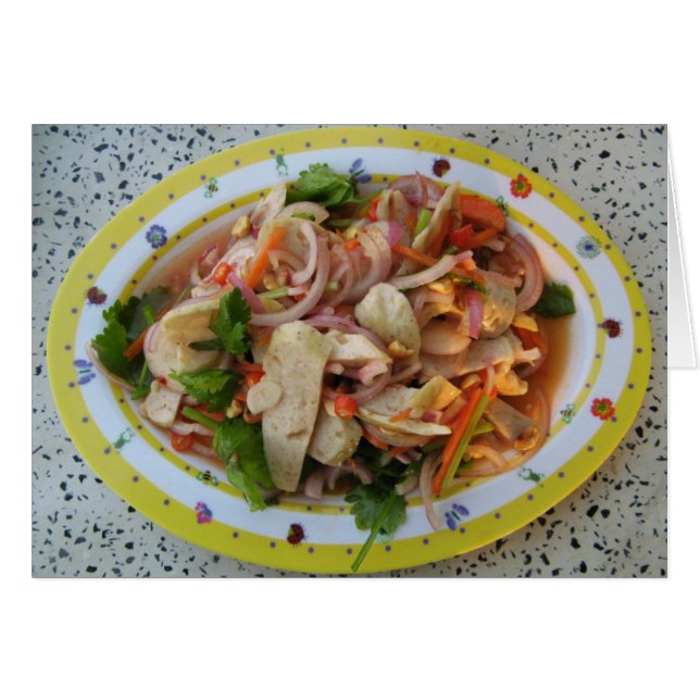 Thai Spicy Sause Salad ... Asian Street Food Hälsningskort (Framsidan Horizontal)