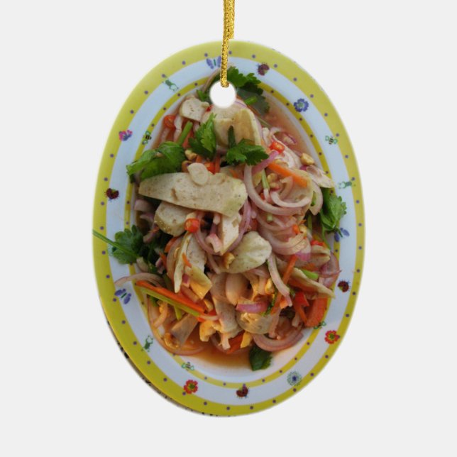 Thai Spicy Sause Salad ... Asian Street Food Julgransprydnad Keramik (Framsidan)