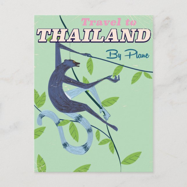 Thailand apa gammal reseaffisch vykort (Framsida)