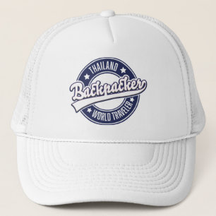 Thailand Backpacker World Traveler logotyp Keps