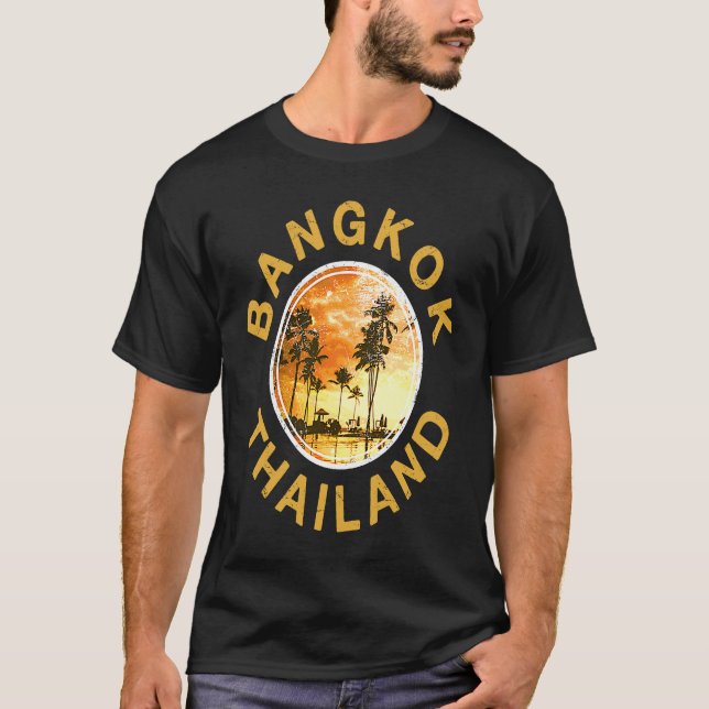 Thailand Bangkok Retro Sunset T Shirt (Framsida)