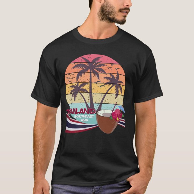 Thailand Beach Handflatan Flagga Vacation Koh Samu T Shirt (Framsida)