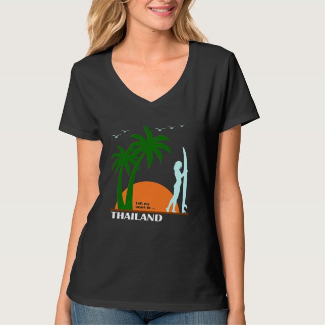 Thailand Beach Handflatan Koh Samui Surfa Phuket V T Shirt (Framsida)