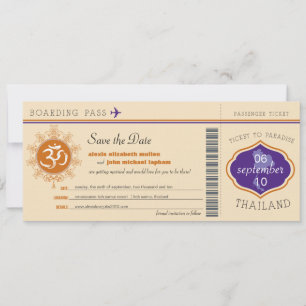 Thailand Boarding Pass Save the Date Spara Datumet